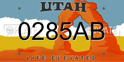 0285AB Utah License Plate