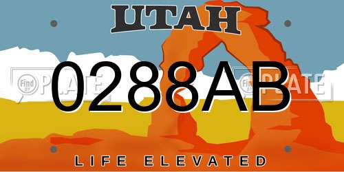 0288AB Utah License Plate