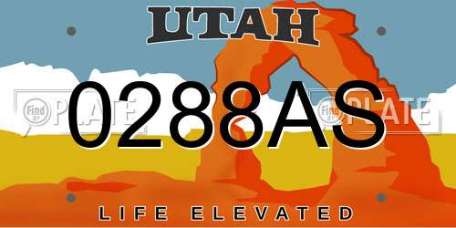 0288AS Utah License Plate
