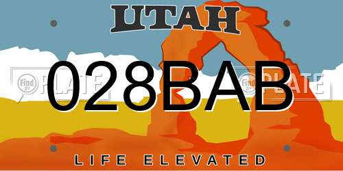 028BAB Utah License Plate