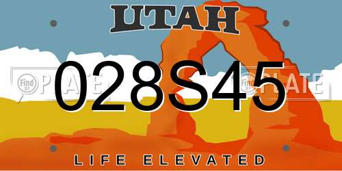 028S45 Utah License Plate
