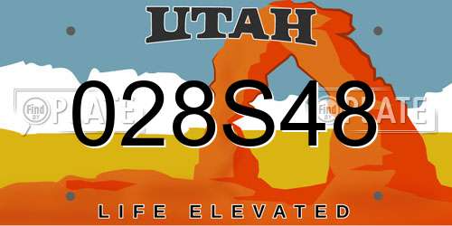 028S48 Utah License Plate