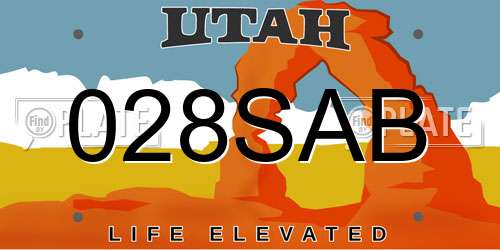 028SAB Utah License Plate
