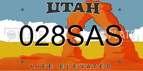 028SAS Utah License Plate