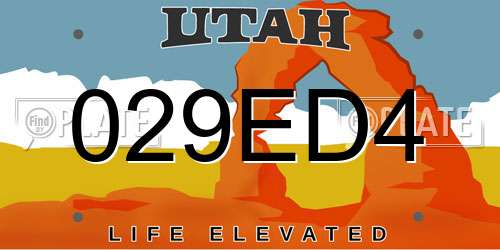 029ED4 Utah License Plate