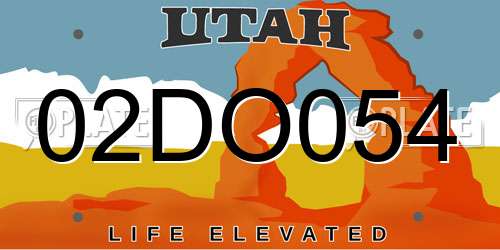02DO054 Utah License Plate