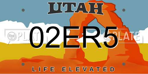 02ER5 Utah License Plate