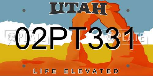 02PT331 Utah License Plate