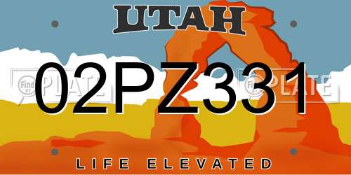 02PZ331 Utah License Plate