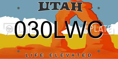 030LWC Utah License Plate