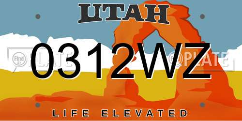 0312WZ Utah License Plate