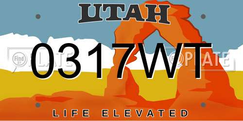 0317WT Utah License Plate