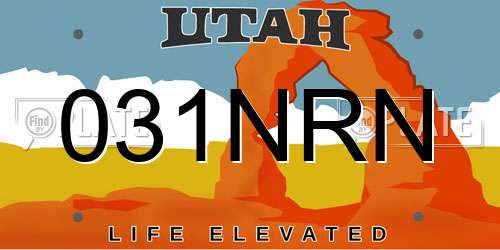 031NRN Utah License Plate