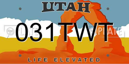 031TWT Utah License Plate