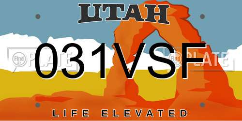 031VSF Utah License Plate