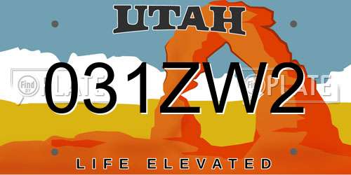 031ZW2 Utah License Plate