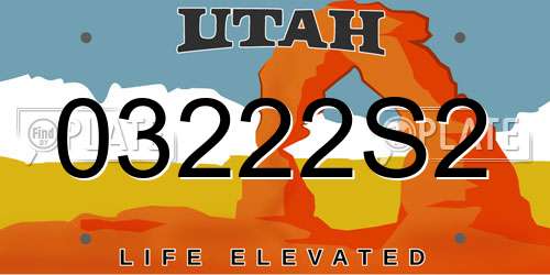 03222S2 Utah License Plate