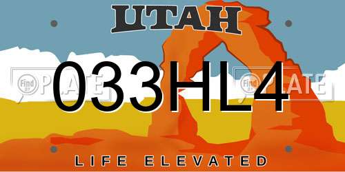 033HL4 Utah License Plate
