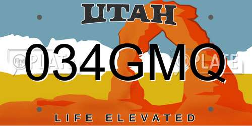 034GMQ Utah License Plate