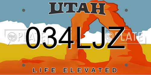 034LJZ Utah License Plate