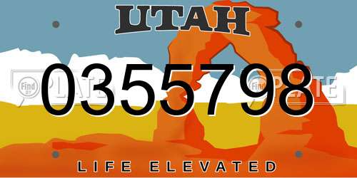 0355798 Utah License Plate