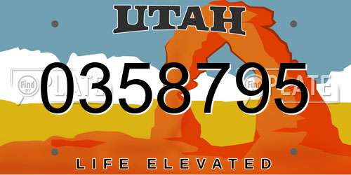 0358795 Utah License Plate