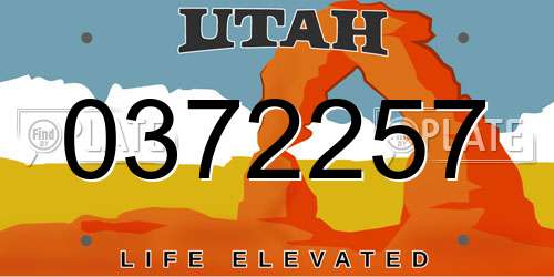 0372257 Utah License Plate