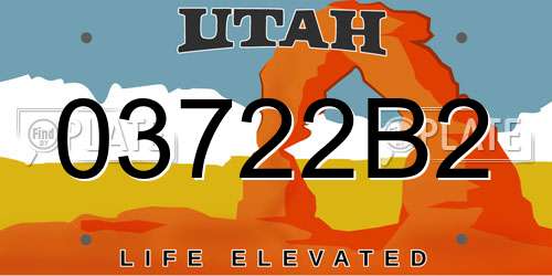 03722B2 Utah License Plate