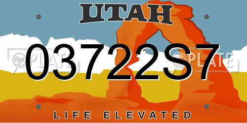 03722S7 Utah License Plate
