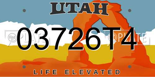 03726T4 Utah License Plate