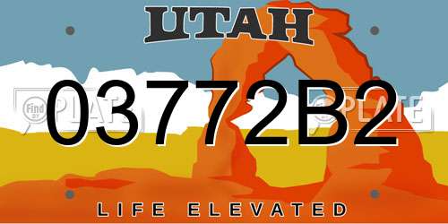 03772B2 Utah License Plate
