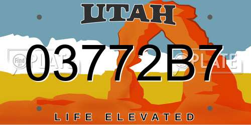 03772B7 Utah License Plate