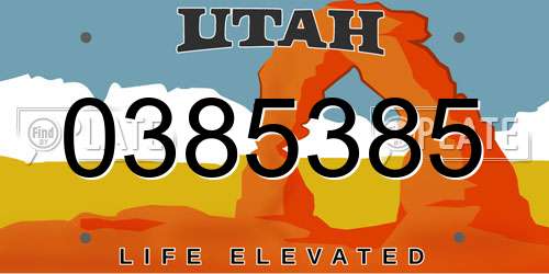 0385385 Utah License Plate