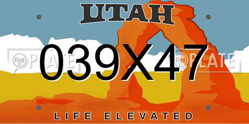 039X47 Utah License Plate