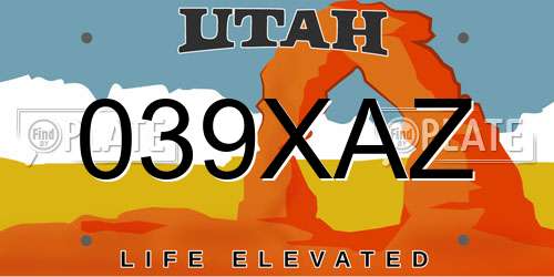 039XAZ Utah License Plate