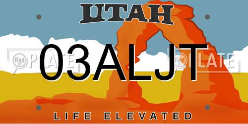 03ALJT Utah License Plate