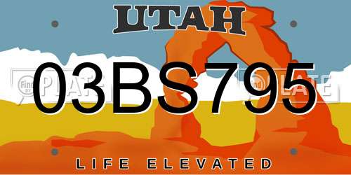 03BS795 Utah License Plate