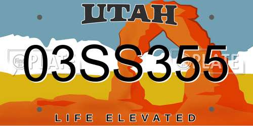 03SS355 Utah License Plate
