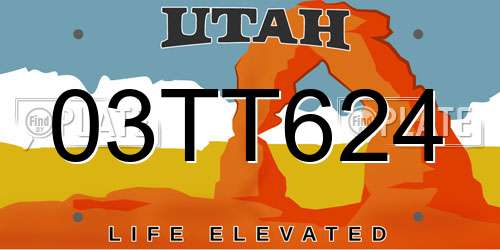 03TT624 Utah License Plate