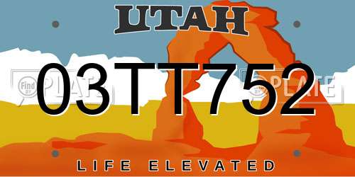 03TT752 Utah License Plate