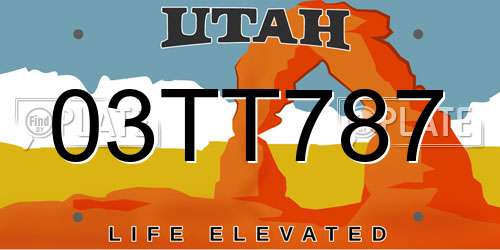 03TT787 Utah License Plate