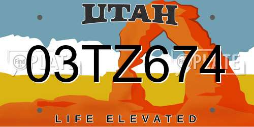03TZ674 Utah License Plate