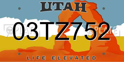 03TZ752 Utah License Plate