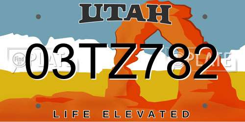 03TZ782 Utah License Plate