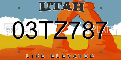 03TZ787 Utah License Plate