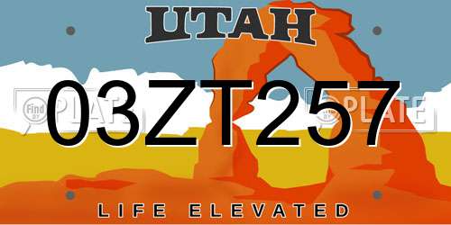 03ZT257 Utah License Plate