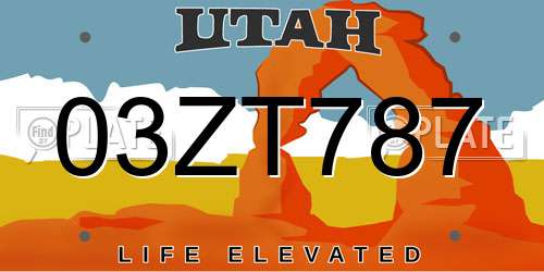 03ZT787 Utah License Plate