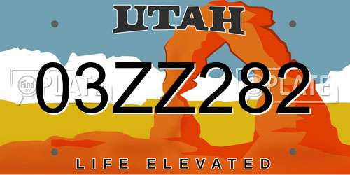 03ZZ282 Utah License Plate