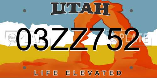 03ZZ752 Utah License Plate