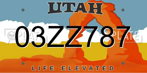 03ZZ787 Utah License Plate